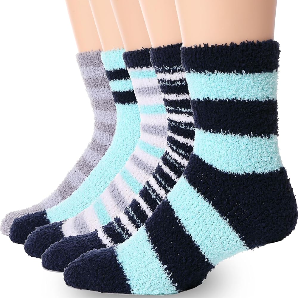 Anlisim Non Slip Fuzzy Grip Socks for Women Hospital Slipper Grippers Warm Cozy Thick Fluffy Winter Comfy Anti Skid Socks