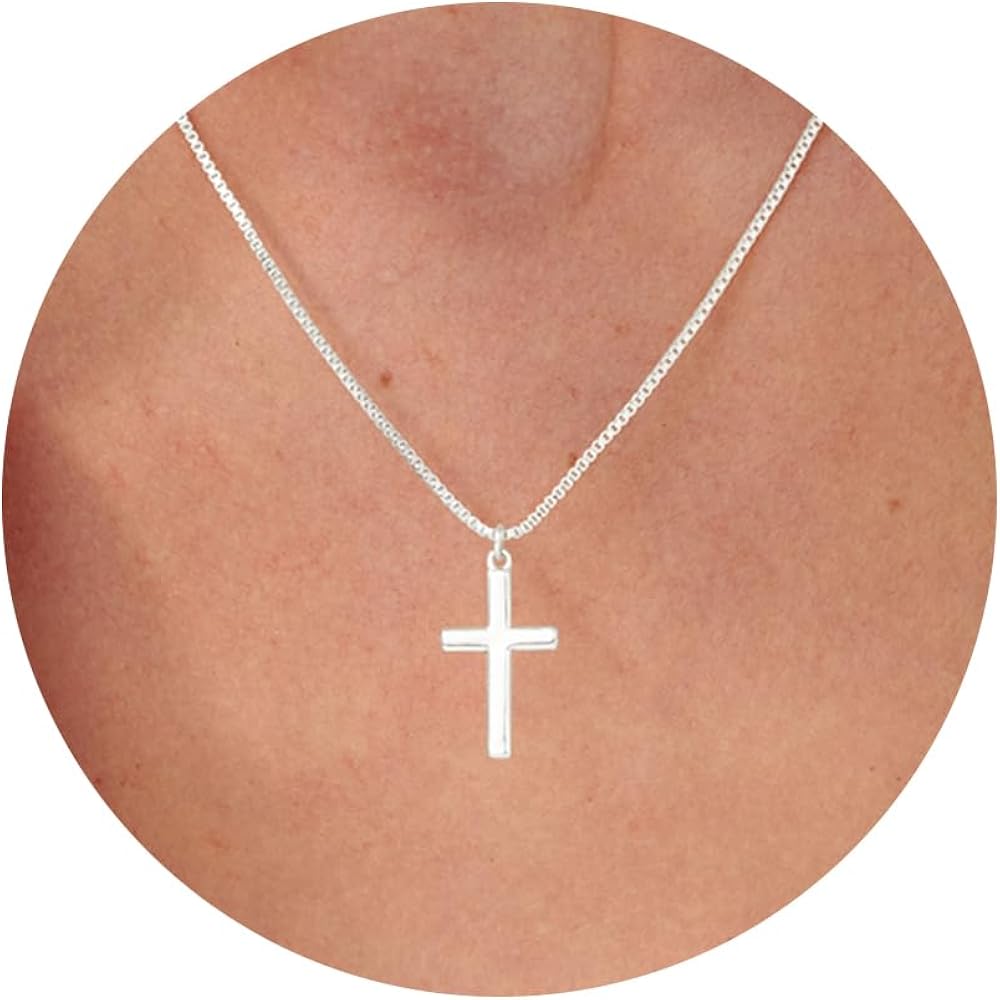Cross Necklace for Women, Gold/Silver Cross Necklace 14K Gold/White Gold Plated Dainty Necklace Simple Jewelry for Women