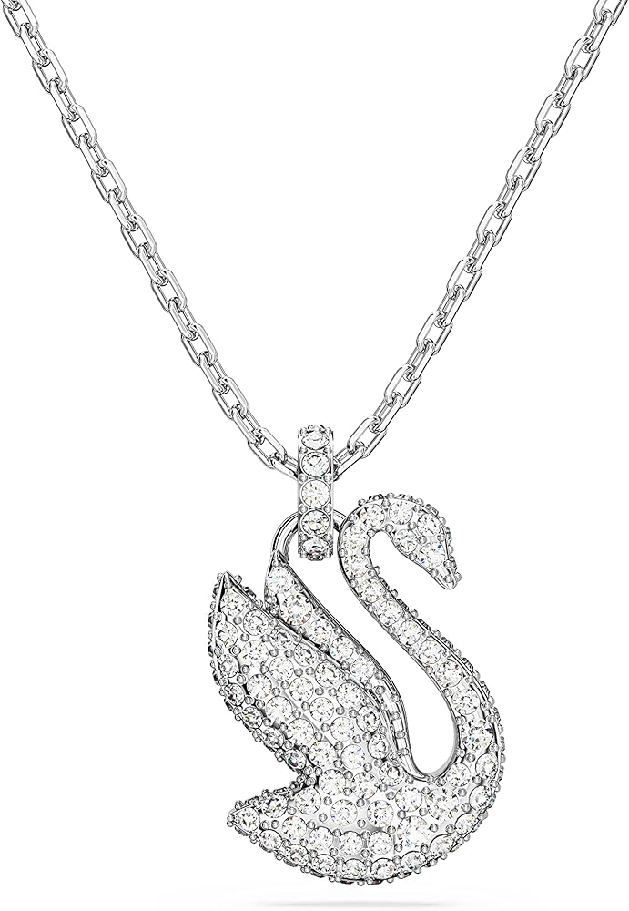 Swarovski Iconic Swan Crystal Necklace, Earrings, Bracelet Jewelry Collection, Clear Crystals on a Rhodium Tone Finish