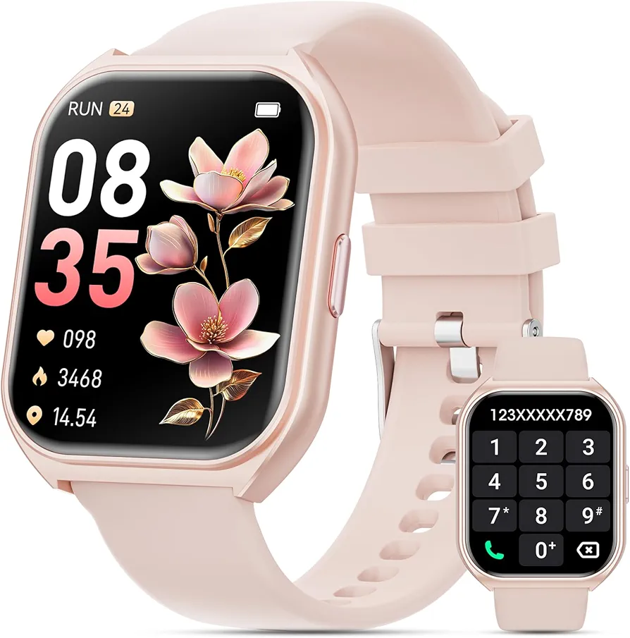 Smart Watch for Men Women, 1.85" HD Smartwatch (Answer/Make Call),Activity Fitness Tracker with Heart Rate Sleep Monitor Pedometer,100+ Sport Modes, Fitness Watch for Android iPhone (Pink)