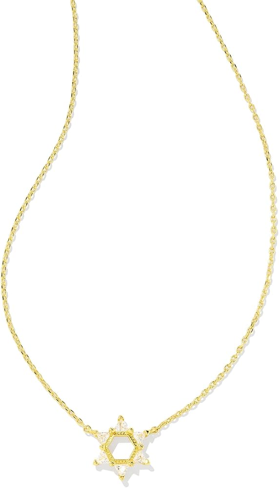 Kendra Scott Star of David Crystal Short Pendant Necklace - Durable Brass - Cubic Zirconia Crystals Gold White Crystal One Size One Size