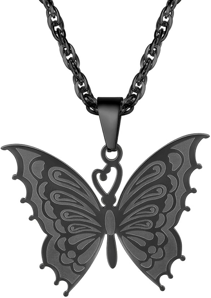 PROSTEEL Butterfly Necklace,18K Gold Plated/Black, 316L Stainless Steel, Women Jewelry, for Her, Come with Box