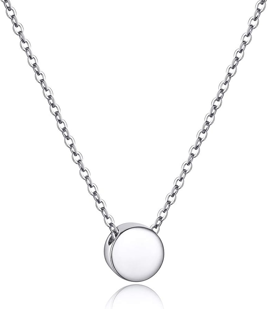 PROSILVER Dainty 925 Sterling Silver Necklace Heart/Round/Star/Moon/Triangle/Vertical Bar Pendant Necklace For Women, 16"-18" Adjustable, Come with Box