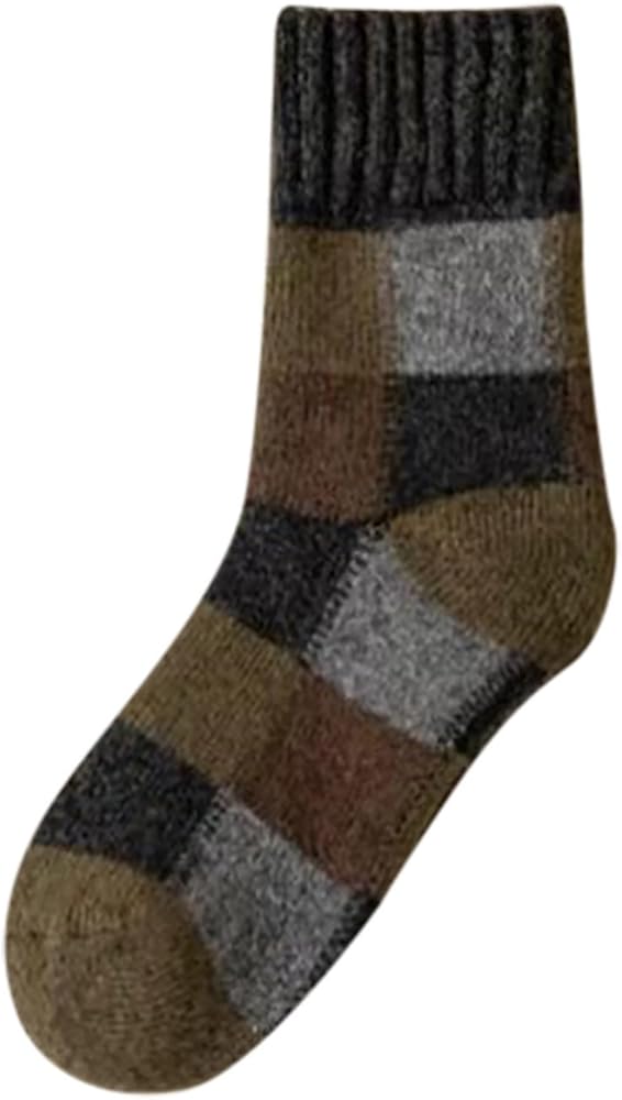 Mens Womens Plaid Wool Knit Socks 2025 Fall Winter Cozy Breathable Slipper Socks Soft Home Sleep Socks Unisex