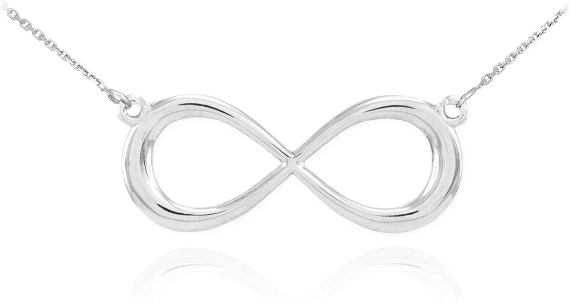 Claddagh Gold .925 Sterling Silver Sideways Figure Eight Infinity Necklace, Your Choice of Length