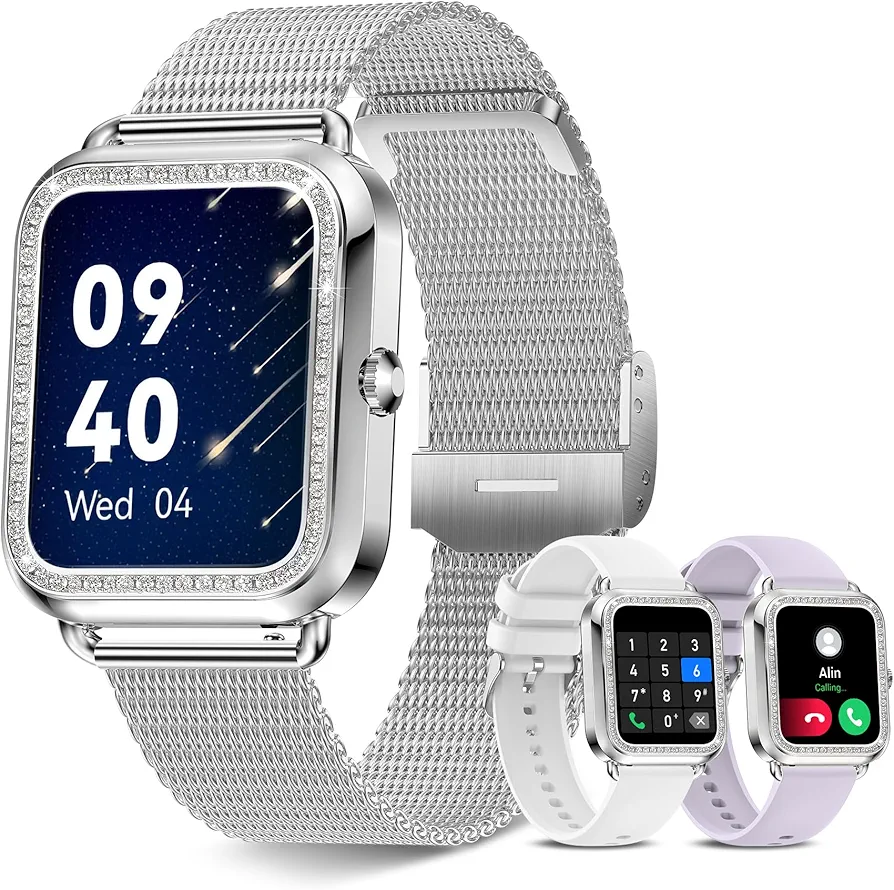 1.6'' Touch Screen Smart Watch for Women (Answer/Make Call), Activity Trackers and Smartwatches with Waterproof Heart Rate Sleep Monitor 19 Sports Pedometer AI Voice, Fitness Watch for iPhone Android