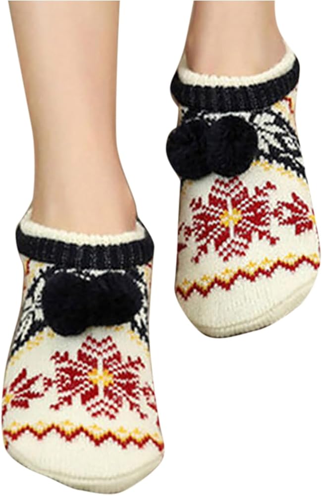 Fanteecy Women's Fashion Print Slipper Socks Fluffy Winter Soft Cozy Warm Socks Low Cut Cute Lounge Sleeping Socks