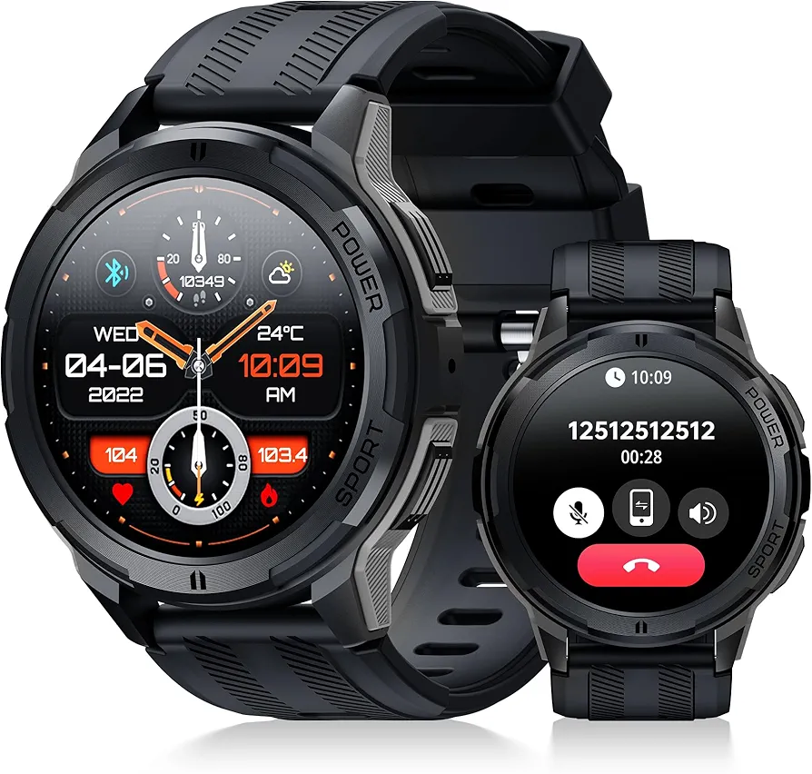 OUKITEL Smart Watch for Men BT10, Military Rugged Smart Watches for Men, Fitness Tracker Smartwatch Make/Answer Call,1.43" AMOLED HD Display,Digital Men Watch,123+Sport Modes,24H Health Monitor