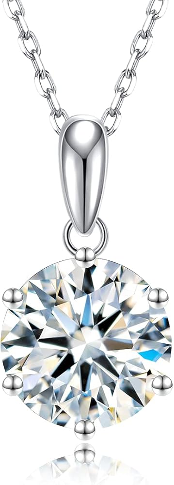 SecreTalk Moissanite Pendant Necklace for Women, 1-5CT 925 Sterling Silver D Color Necklace with Certificate of Authenticity