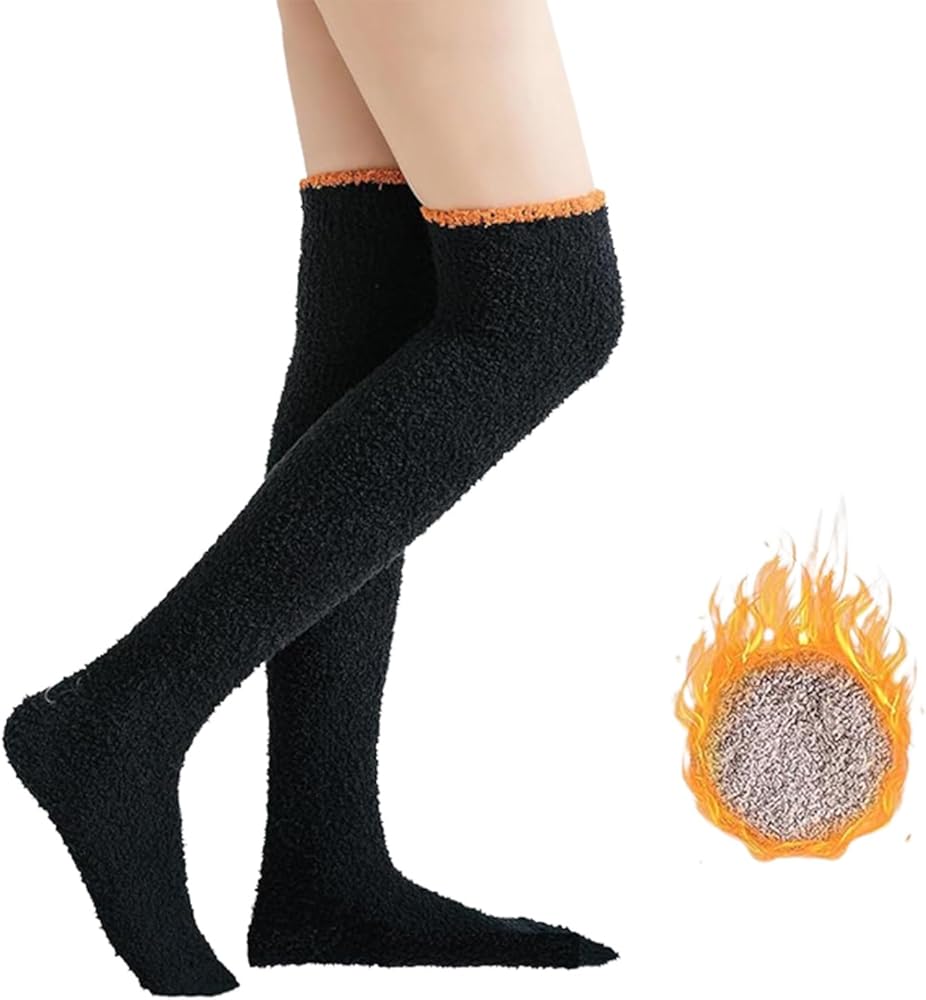 Womens Over Knee High Fuzzy Socks, Fuzzy Over Knee Socks for, Womens Leggings Winter High Knee Home Over Socks