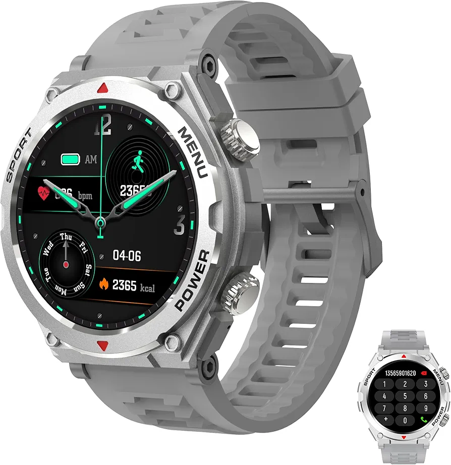 Military Smart Watch for Men with1.52 HD Waterproof Smartwatch with Answer/Make Call,Outdoor Smart Watch with Heart Rate,SpO2,Sleep Monitoring Compatible with iOS and Android