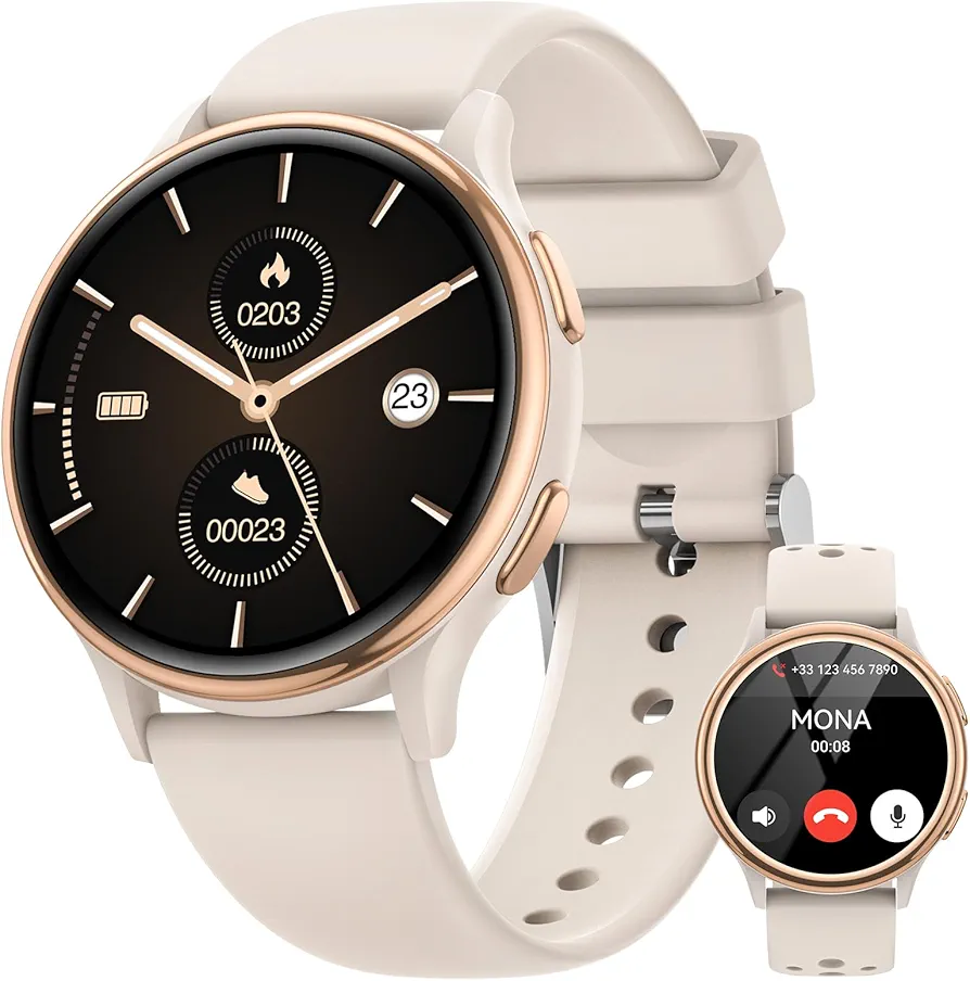 Smart Watches for Women [Make Call/Answer/400+Watch Face] Android & iPhone Compatible, 1.27" Fitness Tracker 24/7 Heart Rate Sleep Steps SpO2 Monitor, IP68 Waterproof Fitness Watch,3 Watch Bands(20mm)