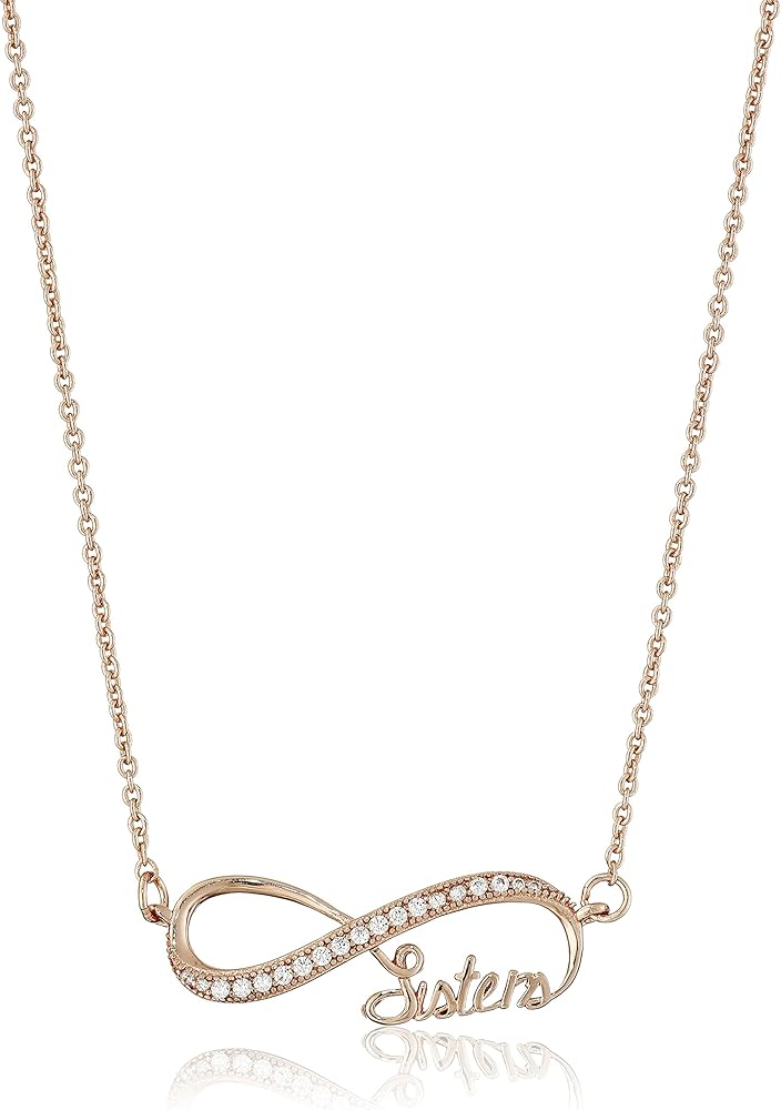 Amazon Essentials Gold Plated 925 Sterling Silver AAA Cubic Zirconia Infinity Mom,Infinity,Sisters,Hope Pendant Necklace , (previously Amazon Collection)