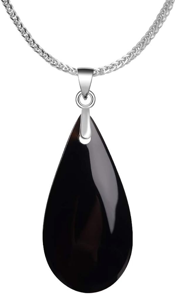 iSTONE 925 Sterling Silver Natural Crytral for Womens Pendant Necklace, Gemstone Birthstone with 17.8" Silver Chain Ladies