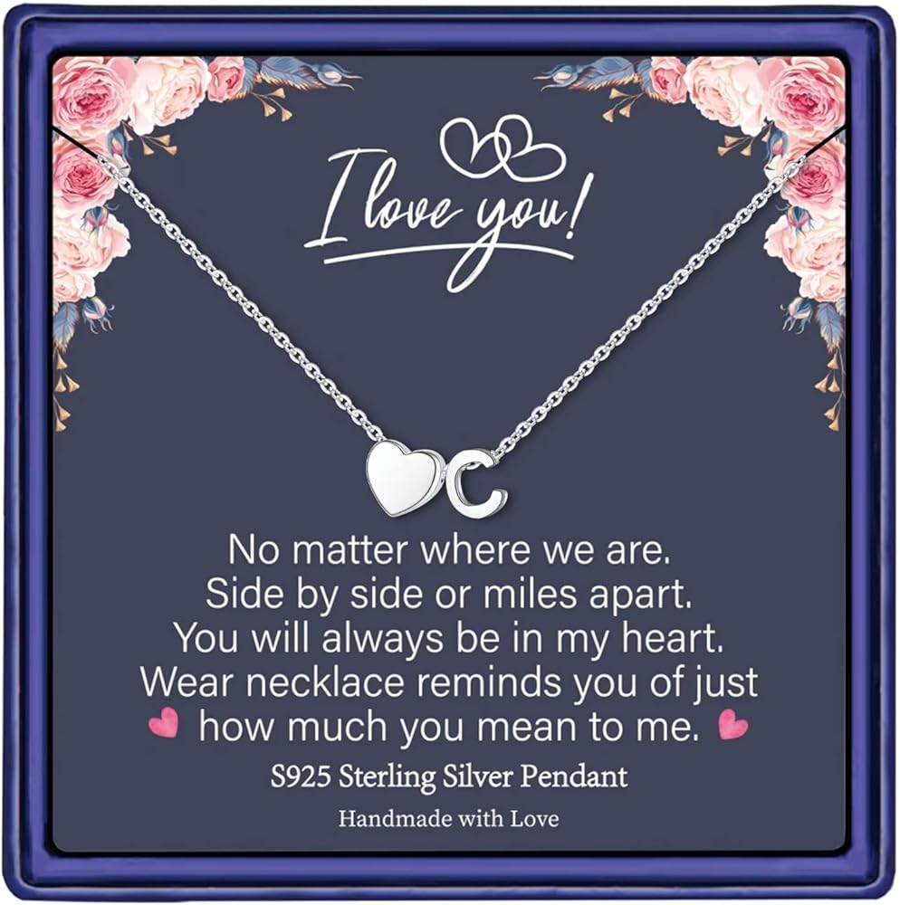 STORUP Teen Girl Gifts Trendy Stuff - S925 Sterling Silver Heart Initial A-Z Pendant Necklace Tiny Heart Necklaces for Women Birthday Christmas Gifts for Women Teen Girls Jewelry Gifts