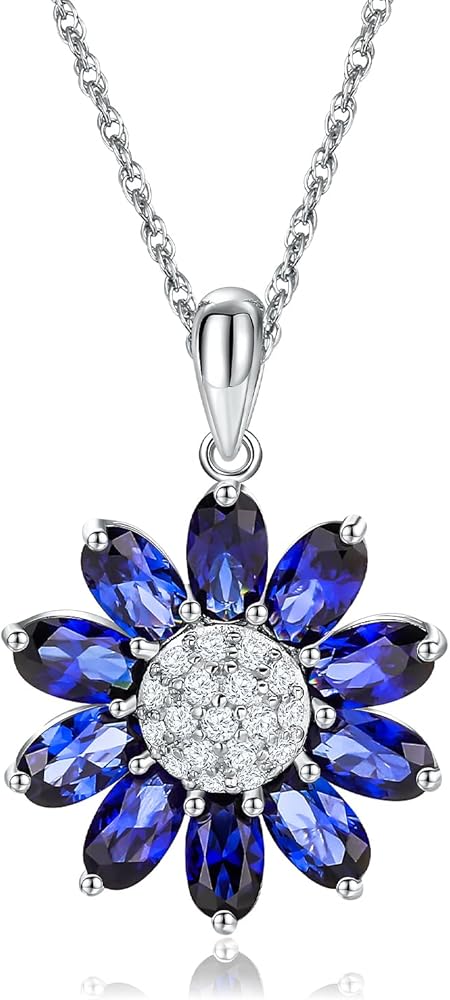 Dainty Sunflower Necklace 925 Sterling Silver White Gold Plated Leaf Clover Pendant Necklaces for Women Teen Girls Fashion Jewelry