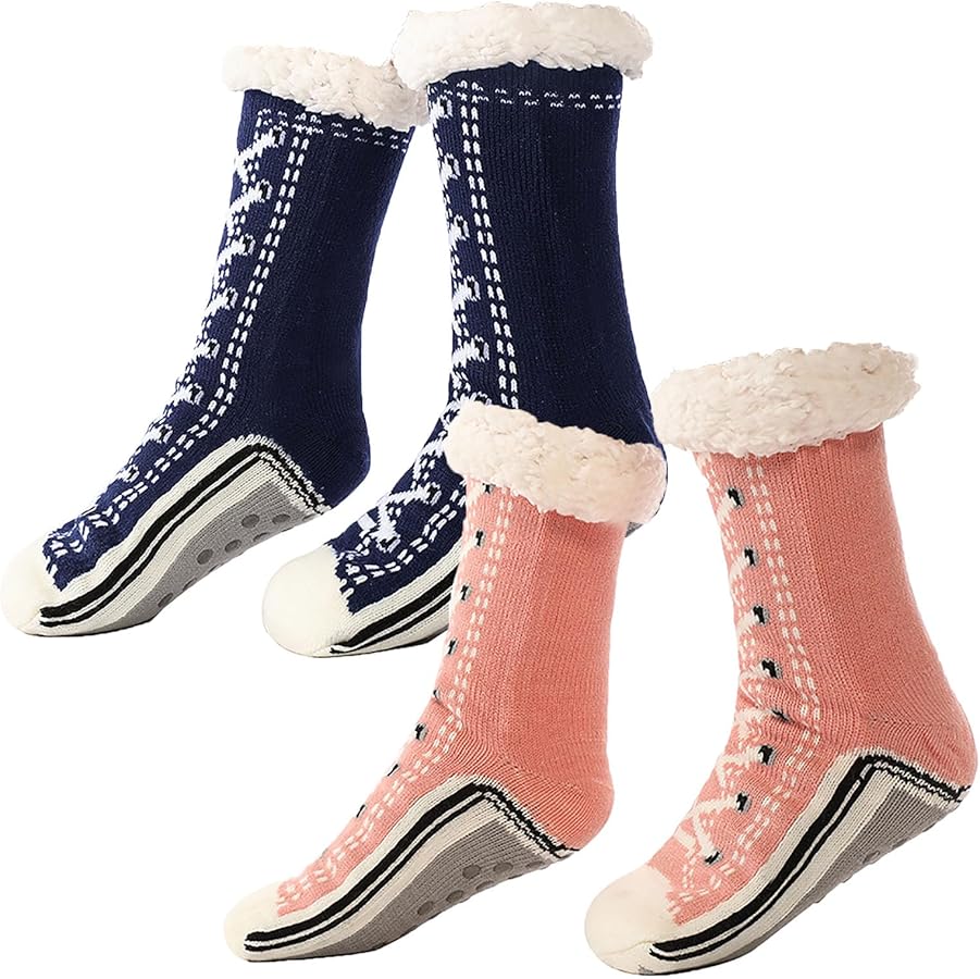 Ultra-Thick Cashmere Slipper Home Socks Cashmere Slipper Socks with Non Slipper Shimmery Christmas Unisex