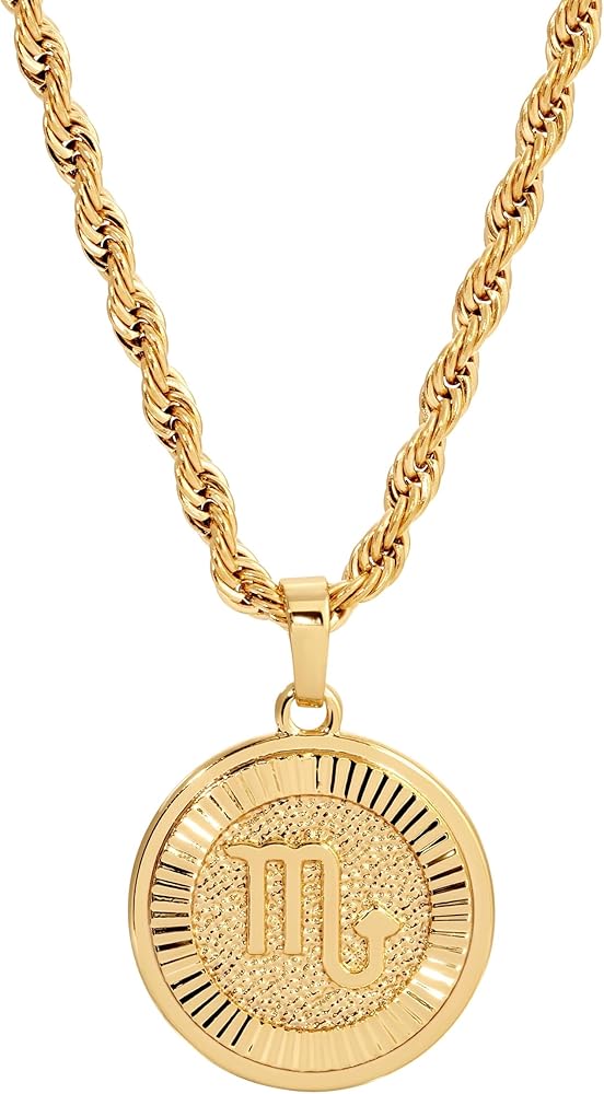 18k Gold Plated Zodiac Necklace & Pendant - Gold Necklace for Women & Men, Tarnish & Water Resistant, Birthday Gifts for Women & Men