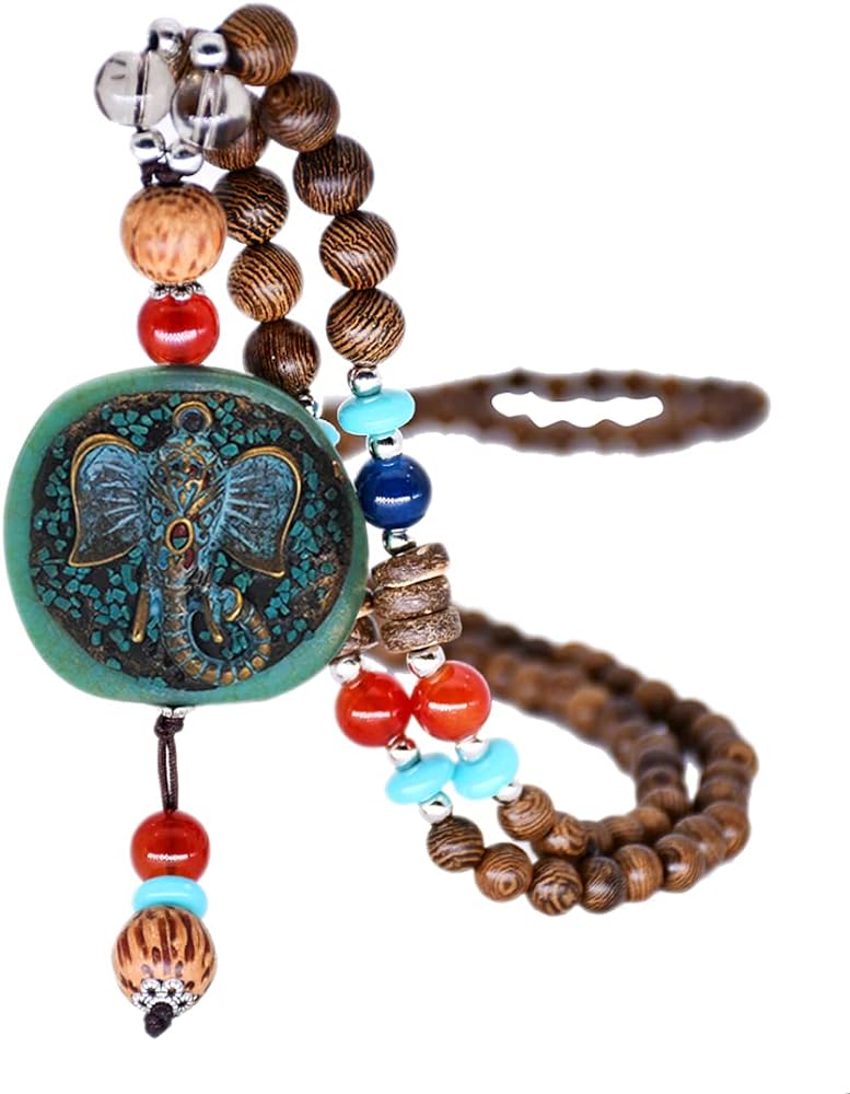 Vintage Long Necklace Handmade Turquoise Wood Beads Necklace for Women Fashion Jewelry