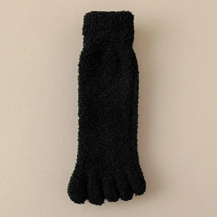 5 Pairs Warm Fuzzy Five Toe Sock Women's Winter Soft Fluffy Cozy Thick Thermal Coral Fleece Sock Casual Home Daily Use Sleep Sox
