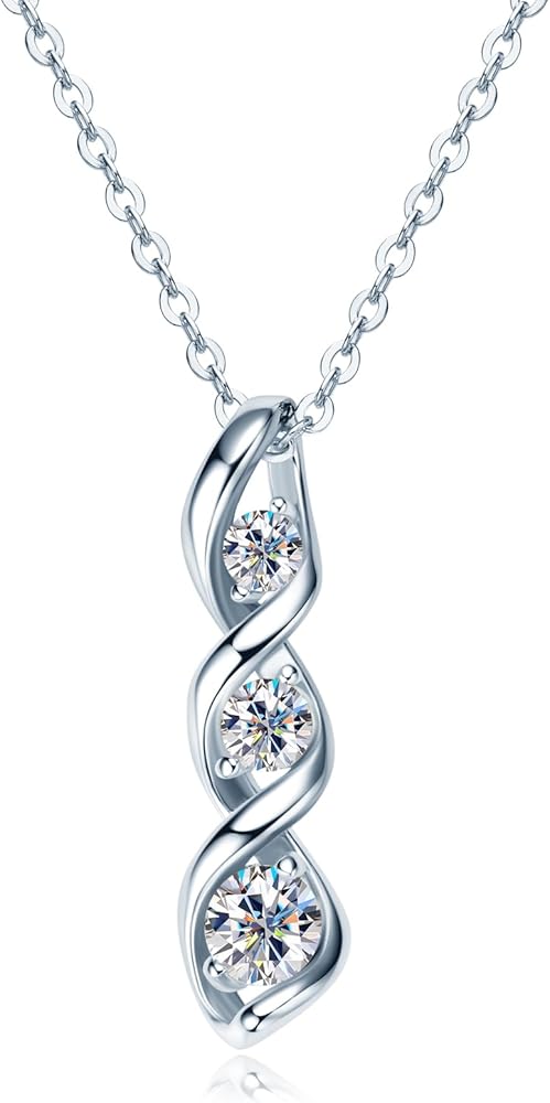 AINUOSHI Infinity Moissanite Necklaces for Women, 925 Sterling Silver Moissanite Pendant Necklace 2ct D Color VVS1 Clarity, White Gold Plated Dainty Necklace for Women Jewelry Gifts
