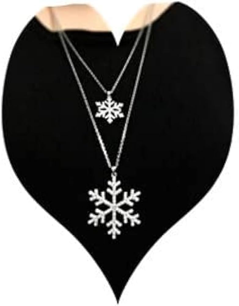Crystal Double Snow Flake Pendant Long Necklace for Women Sweater Chain Necklace Choker Adjustable Elegant Jewelry Rhinestone Accessories Dressy Collocation Winter Evening Party