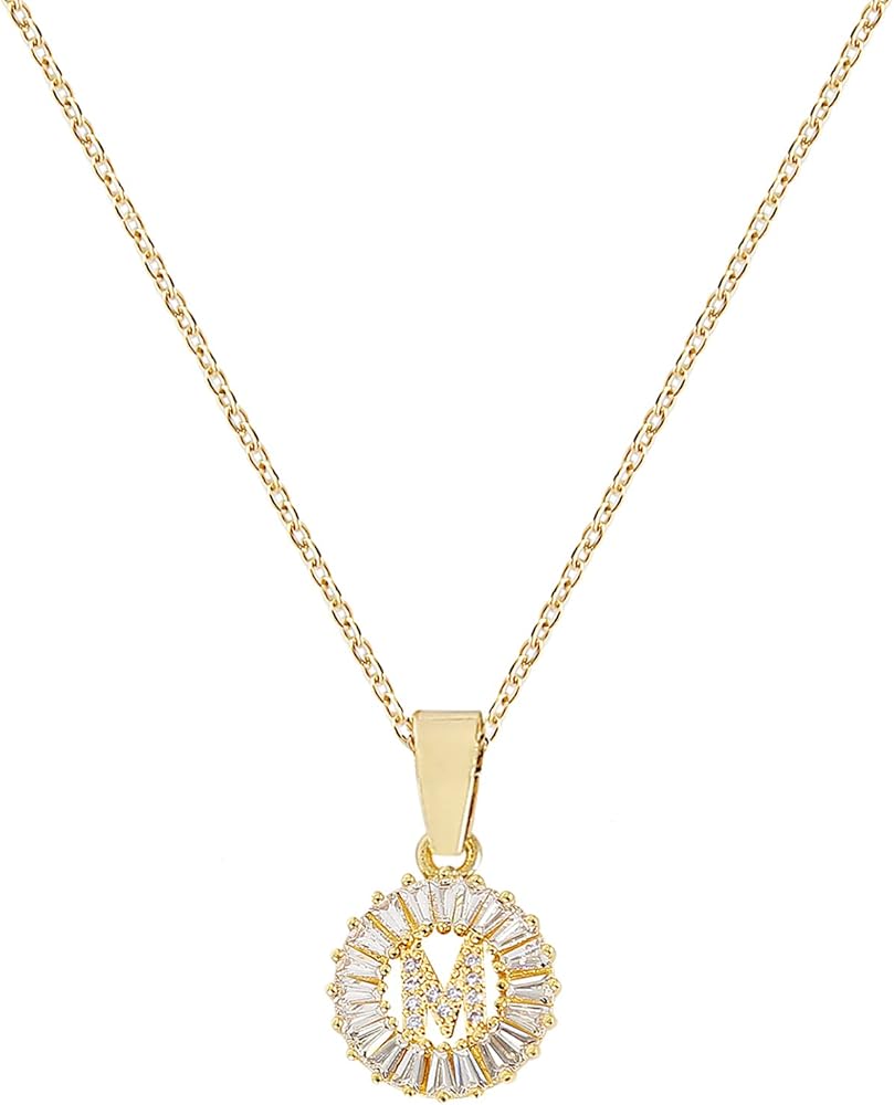 Initial Necklaces for Women Initial Jewelry for Women 14K Gold Plated Letter Layered Personalized Round Zirconia Letters Jewelry for Women Valentines Day Gifts