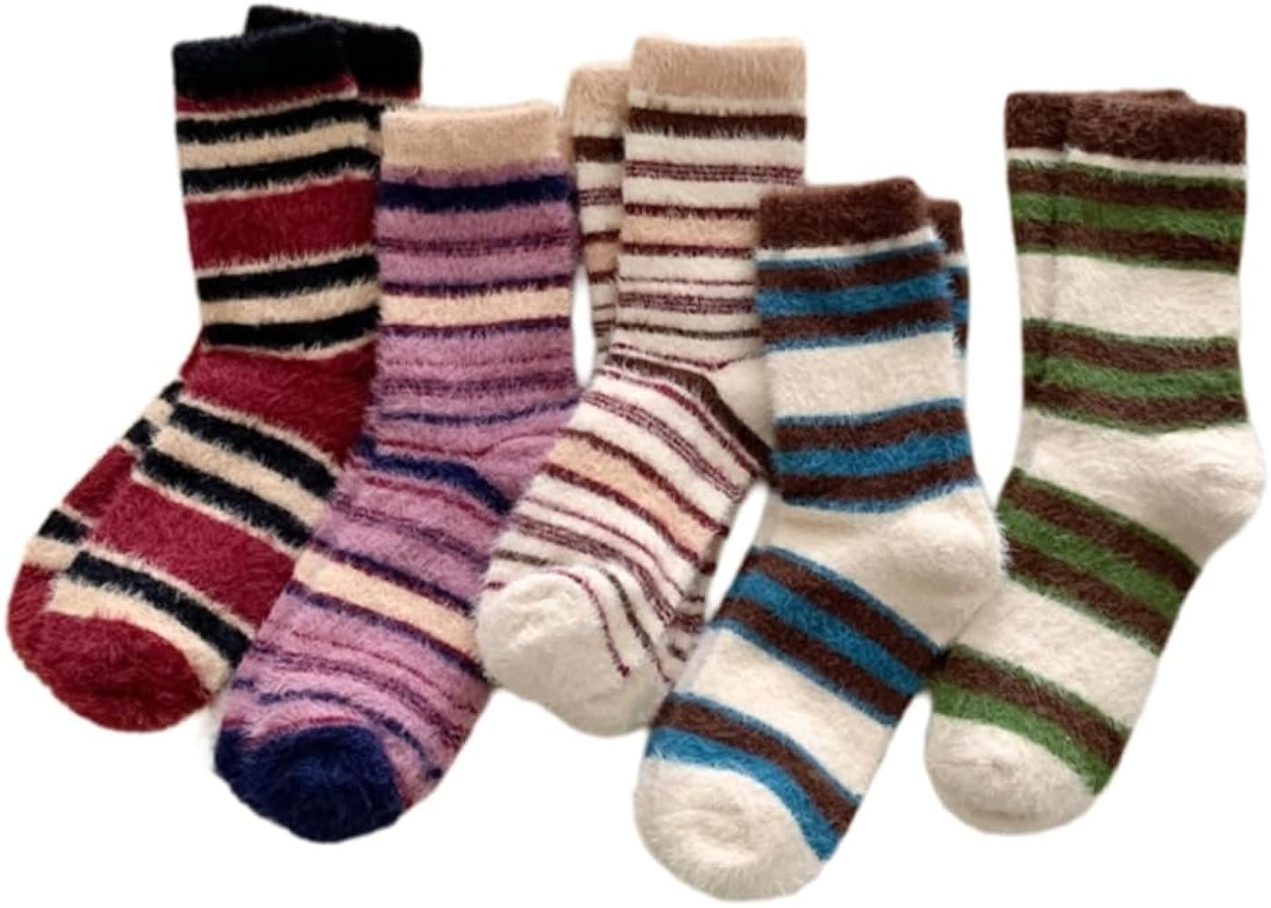 Womens Fuzzy Socks Striped Cozy Slipper Socks Soft Winter Warm Home Sleeping Socks