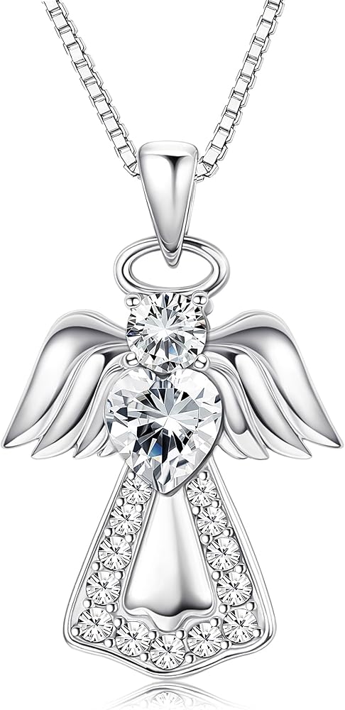 KesaPlan 925 Sterling Silver Guardian Angel Pendant Necklace for Women You Are My Angel With Wings Pendant Necklace Birthday Thanksgiving Day Mother's Day Christmas Day Jewelry Gift
