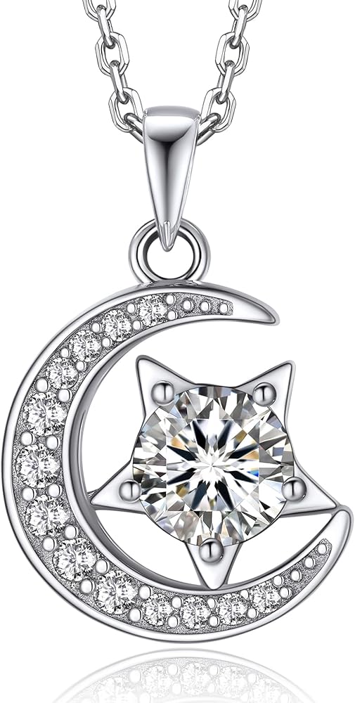 MomentWish Love Knot Necklace, Birthday Gift for Mom, 1Carat Moissanite Necklaces for Women, Simulated Diamond 925 Sterling Silver Infinity Love Necklace
