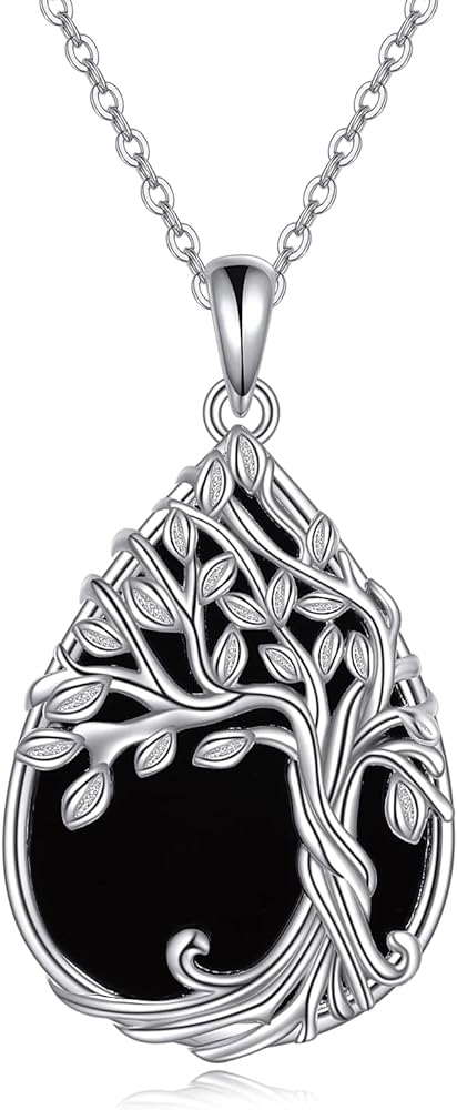 Tree of Life Necklace 925 Sterling Silver Abalone Shell Celtic Knot Pendant Necklace for Women Jewelry