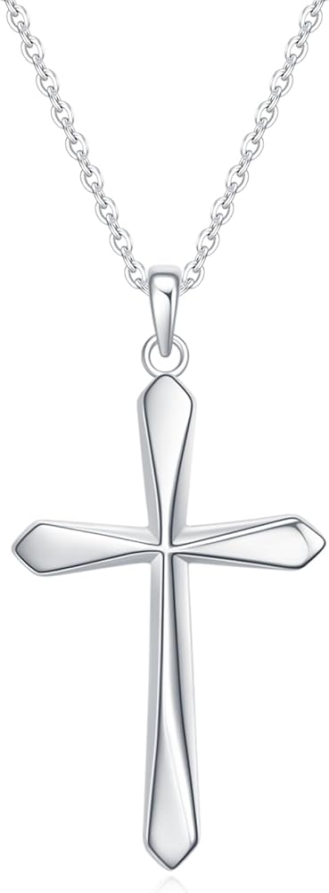 Rnivida 925 Sterling Silver Cross Pendant Necklace, Simple Cross Jewelry Gift for Women