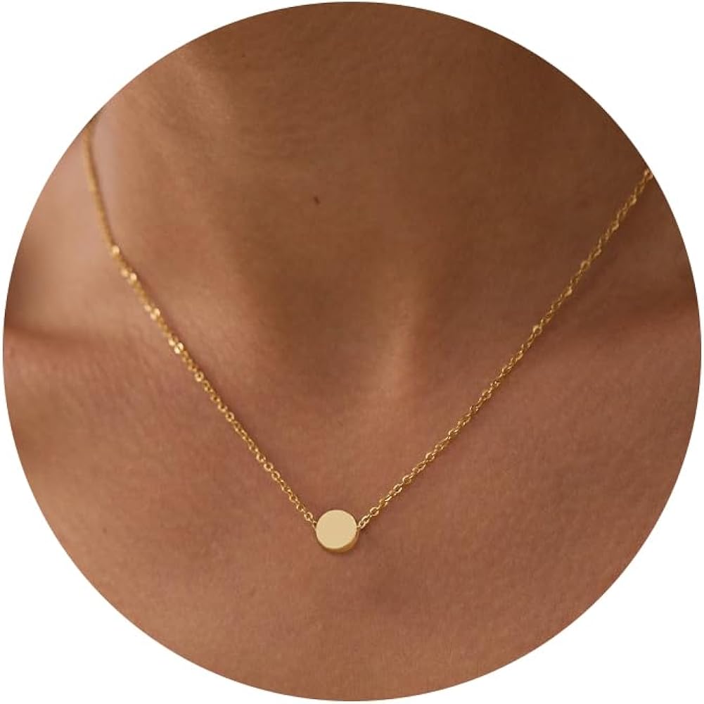 Valloey Rover Gold Necklace for Women 14K Gold Plated Circle Cubic Zirconia Pendant Necklace Dainty Twist Rope Chain Necklace Simple Jewelry Gift for Women