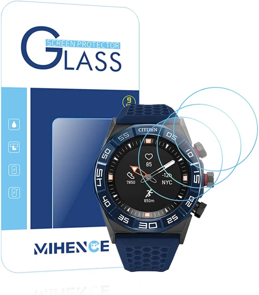 (3PCS) Compatible for Citizen CZ Smart Hybrid Watch Screen Protector, 9H Anti-Scratch Premium Real Tempered Glass Protector smartwatch 44mm Stainless Steel