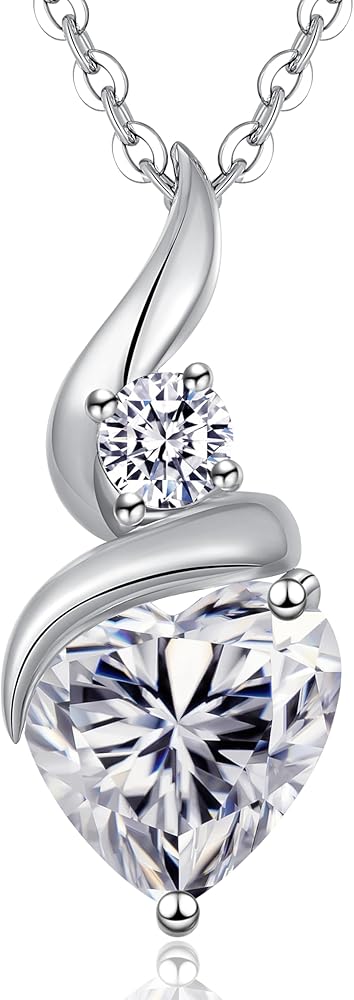 ANDSO Christmas Gift for Women, Heart Moissanite Diamond Necklaces for Wife, Birthday Anniversary Valentines Gift for Girfriend Her