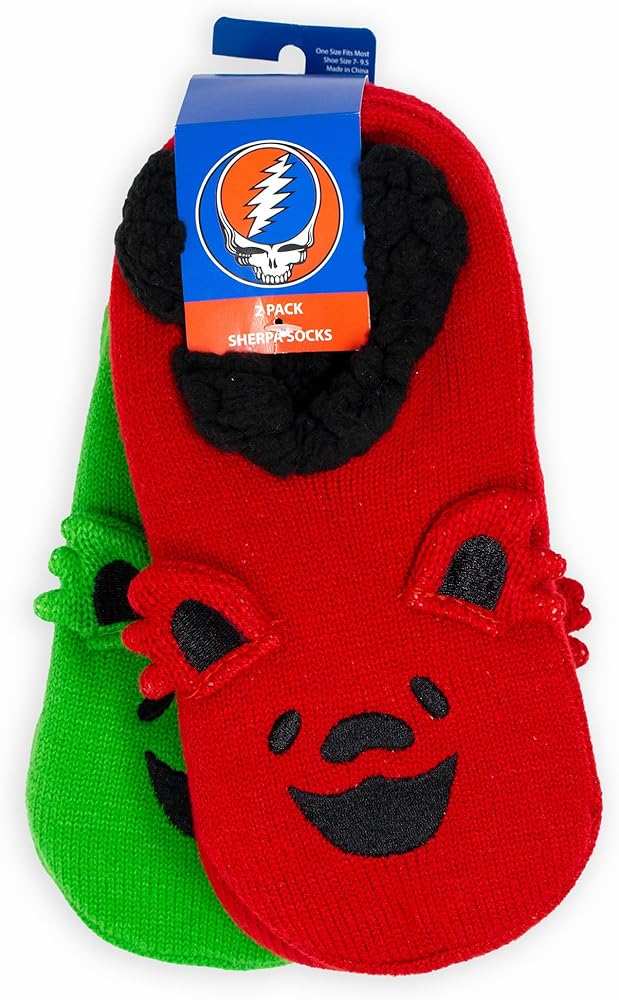 Ripple Junction Grateful Dead Adult Band 2-Pack Soft Sherpa Slipper Sleep Socks