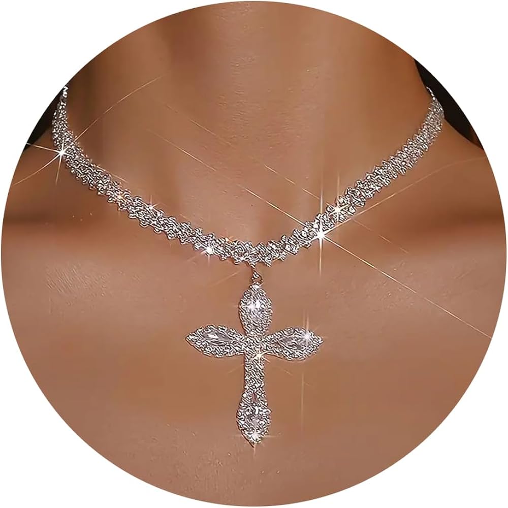 Fesciory Silver Rhinestone Tennis Necklaces for Women, Dainty Adjustable Layered Twist Rope Cubic Zircon Diamond Butterfly Necklace, Iced Out Heart Jewelry Gifts