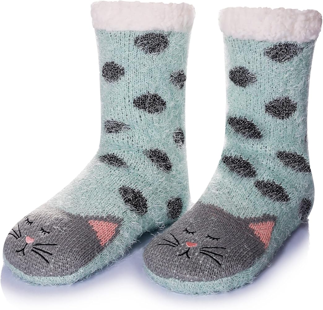 Velice Women Slipper Fuzzy Socks Winter Warm Fleece Fluffy Cozy Soft Thick Plush Non Slip Indoor Christmas Socks