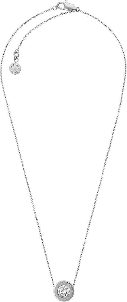 Michael Kors Stainless Steel and Pavé Crystal Pendant Necklace for Women, Color: Silver (Model: MKJ5341040)