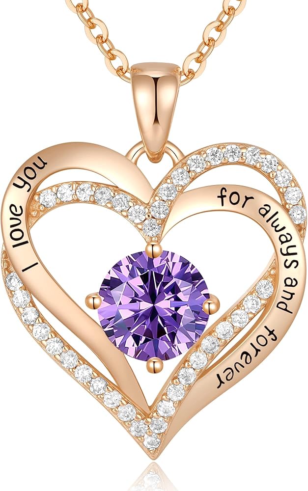 CDE Chrismas Gifts for Women, Forever Love Heart Necklaces for Women, Wedding Anniversary, Birthday Gift for Wife, S925 Silver Jewelry with Birthstone Pendant, Ideal Valentine's Gifts for Her