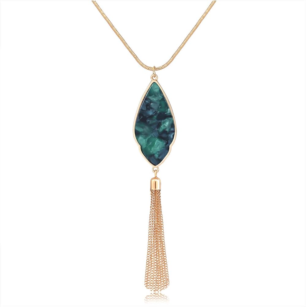 Long Necklaces For Women Statement Arrowhead Acrylic Pendant Necklaces Boho Tassel Y Necklace Fashion Jewelry