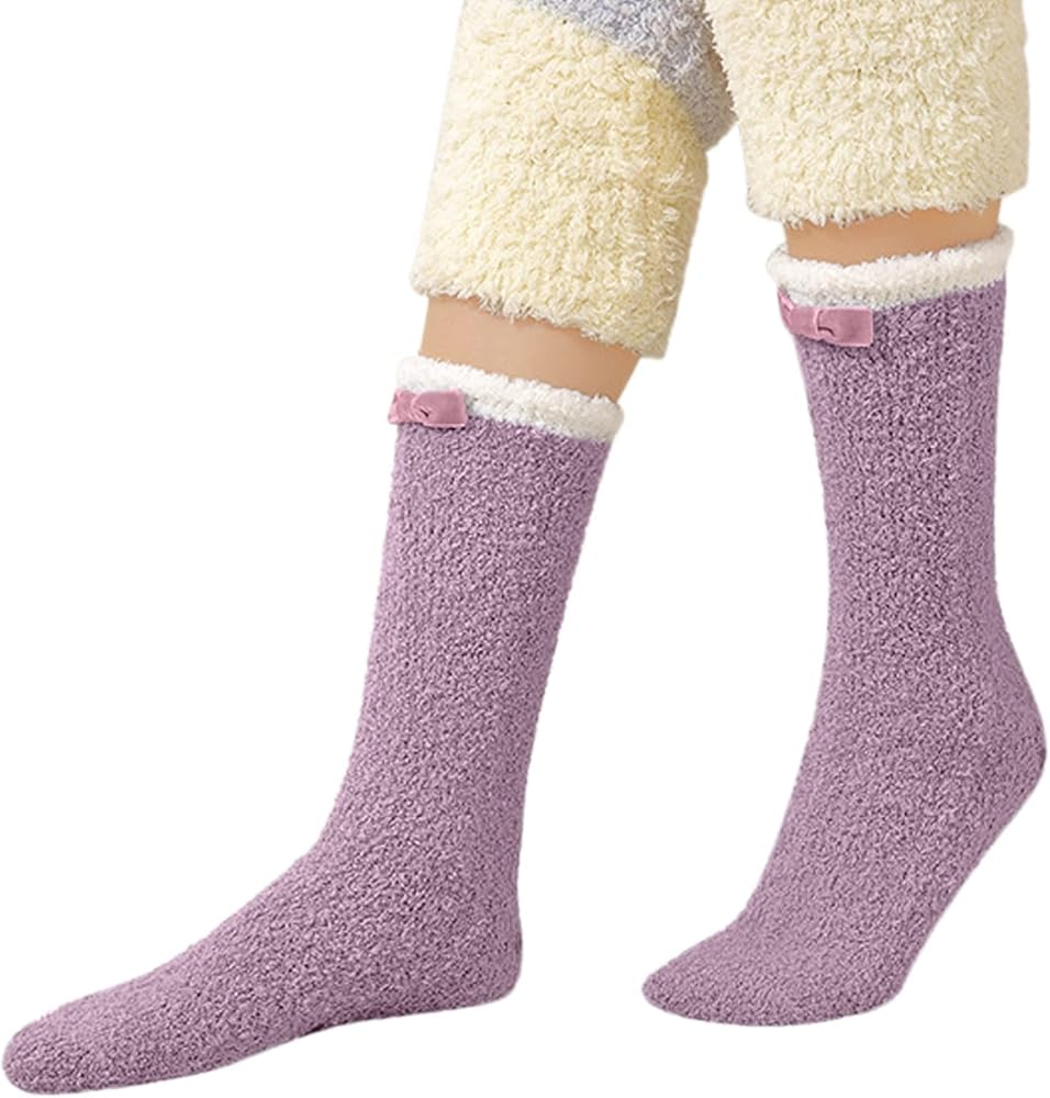 Women's Winter Warm Soft Fuzzy Socks Slipper Socks Soft Fluffy Sleeping Sock Mid Calf Home Slipper Socks