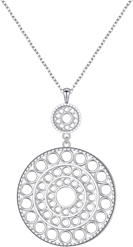 S925 Sterling Silver Long Chain Sweater Necklace for Women Statement Pendant Fringe Necklaces Jewelry Gift