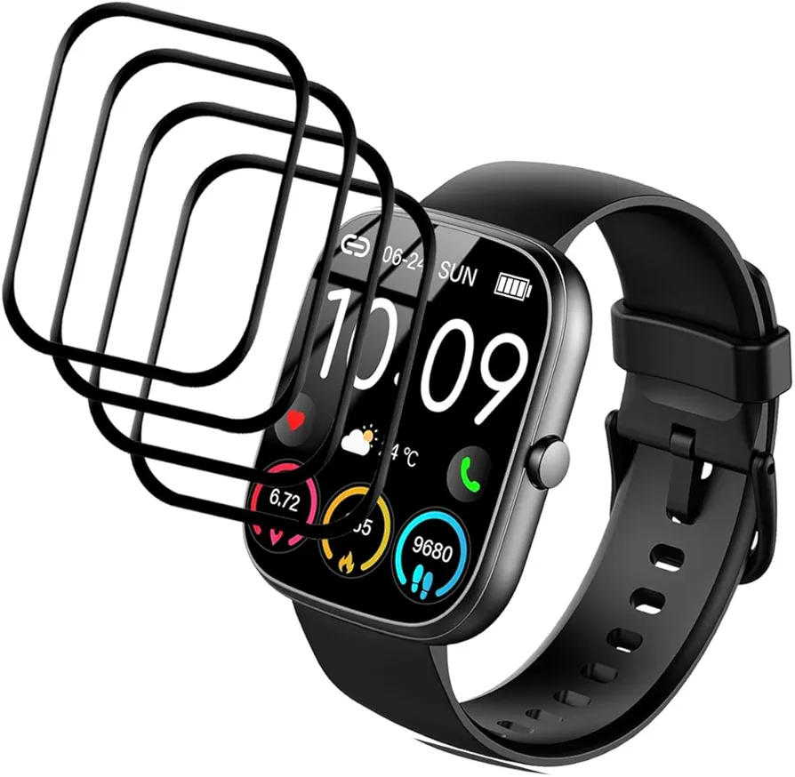 Compatible for Uaue T60 Smart Watch Screen Protector,Full Coverage 3D Curved Edge Frame Case Friendly Anti Scratch HD Clear Film For uaue T60, QCOQ T60, QXQ T60,CASCHO T60 1.91" SmartWatch