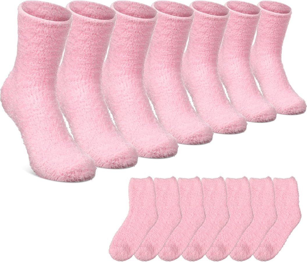 Geyoga 7 Pairs of Fuzzy Socks for Women Warm Slipper Socks Soft Plush Coral Fleece Socks for Winter Christmas