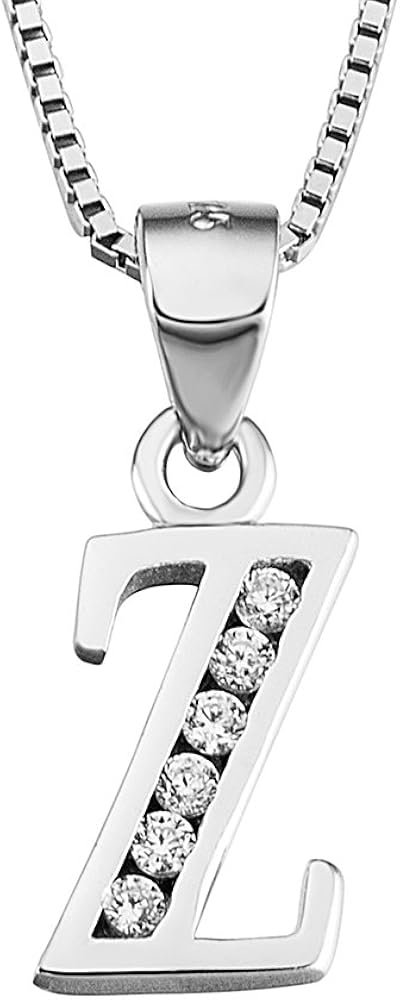 YFN Initial Pendant Necklace Sterling Silver with Cubic Zirconial 26 Letter Alphabet Jewelry Gifts for Women