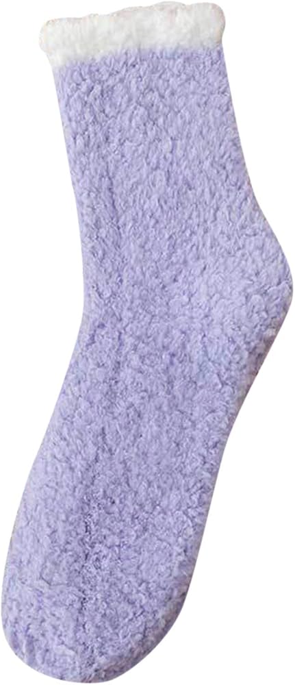 Womens Fuzzy Socks Cozy Fluffy Slipper Socks Soft Coral Velvet Socks Winter Warm Home Sleeping Christmas Socks