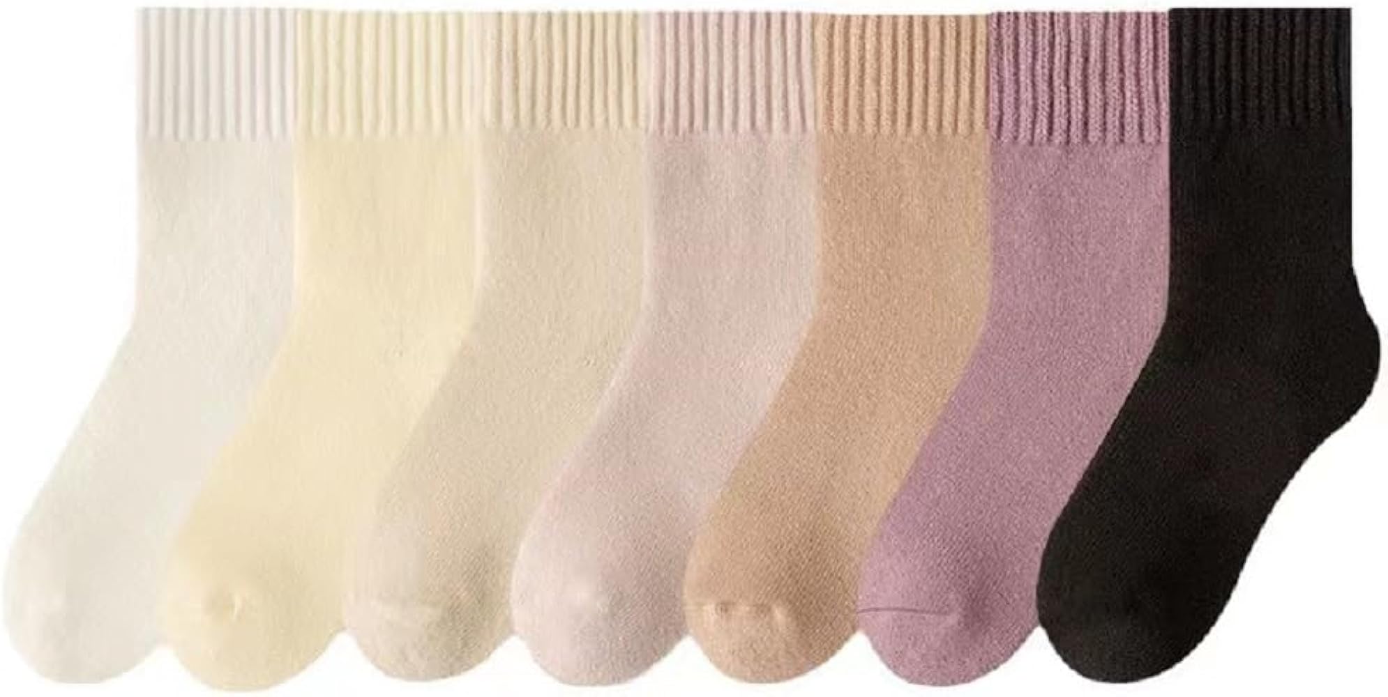 Socks for women in autumn and winter, thickened postpartum socks, towels, floor socks, medium tube plush loop socks, winter plush sleep socks, mixed colors, 7 pairs